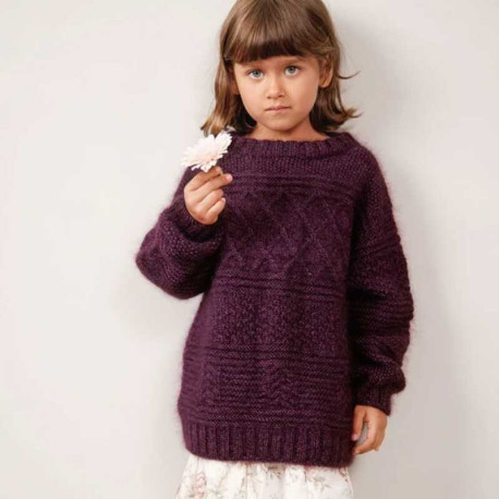 Sandnes 2212-9A Guernsey Pullover Kinder Strickset