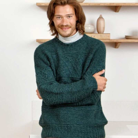 Sandnes 2212-10 Guernsey Pullover Herren Strickset
