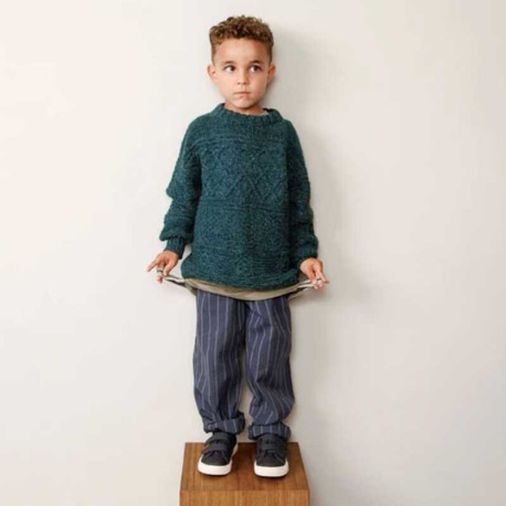 Sandnes 2212-9B Guernsey Pullover Kinder Strickset