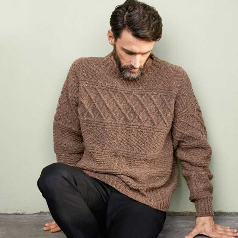 Sandnes 2214-7  Guernsey Pullover Herren Strickset